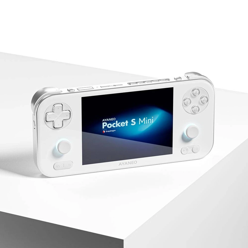 Ayaneo Pocket S Mini 8 Go/128 Go Blanc, console rétro compacte blanche avec écran large, croix directionnelle, deux sticks analogiques et boutons A B X Y - Ítem1