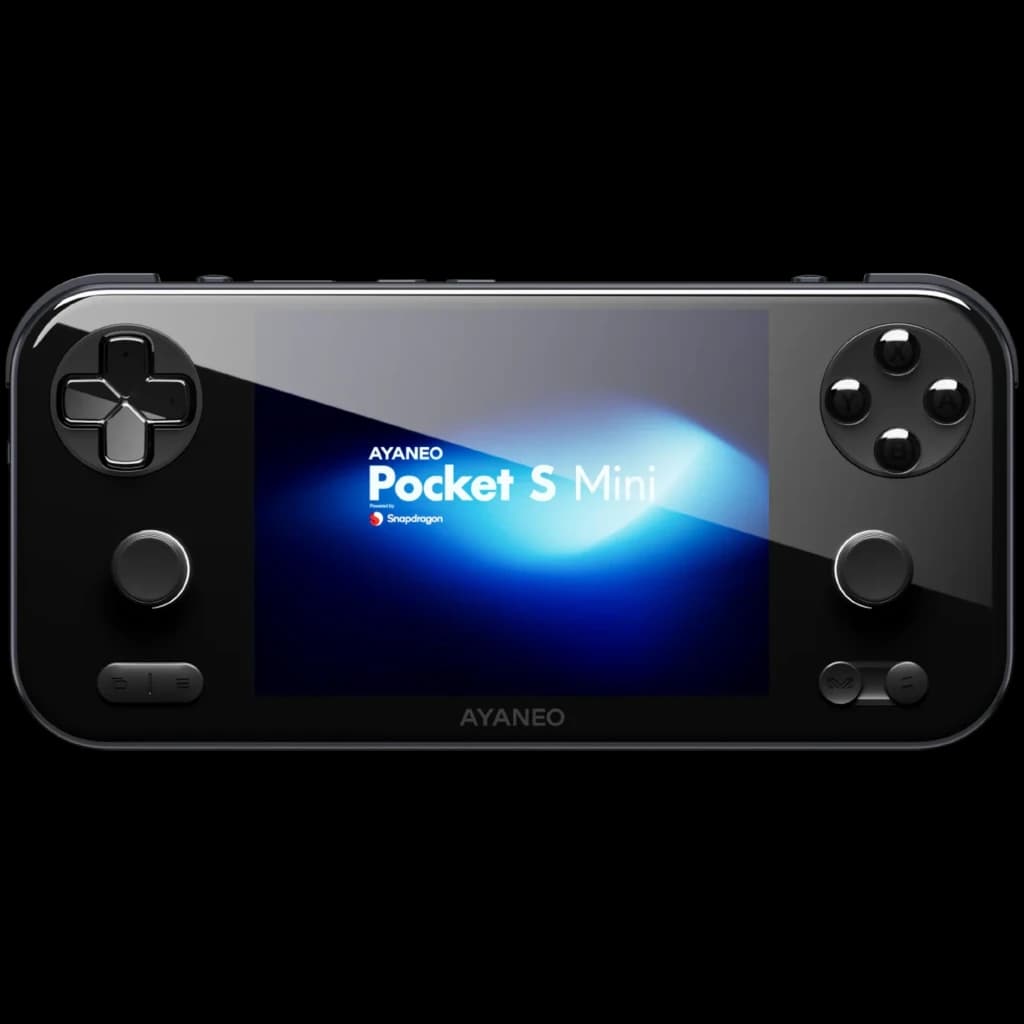 Ayaneo Pocket S Mini 8GB/128GB Negro LCD 4 3 con pantalla central, cruceta izquierda, doble joystick, botones ABXY a la derecha y gatillos superiores