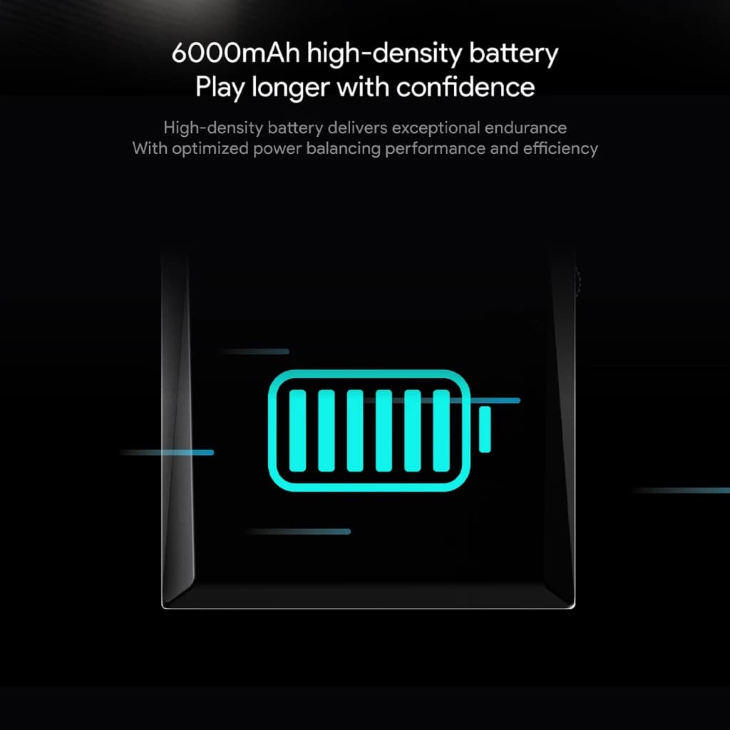 Batería de alta densidad 6000 mAh en dispositivo Ayaneo Pocket VERT 8GB/128GB Negro Snapdragon 8 Gen 1, icono de carga en pantalla y diseño negro elegante