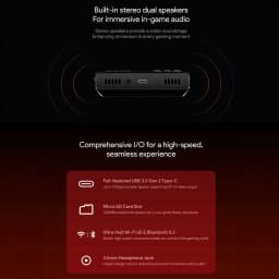 Ayaneo Pocket VERT 8GB/128GB Negro Snapdragon 8 Gen 1 con parlantes estéreo dual, USB-C 3.2, ranura microSD, Wi‑Fi 6E, Bluetooth 5.2 y jack 3.5 mm