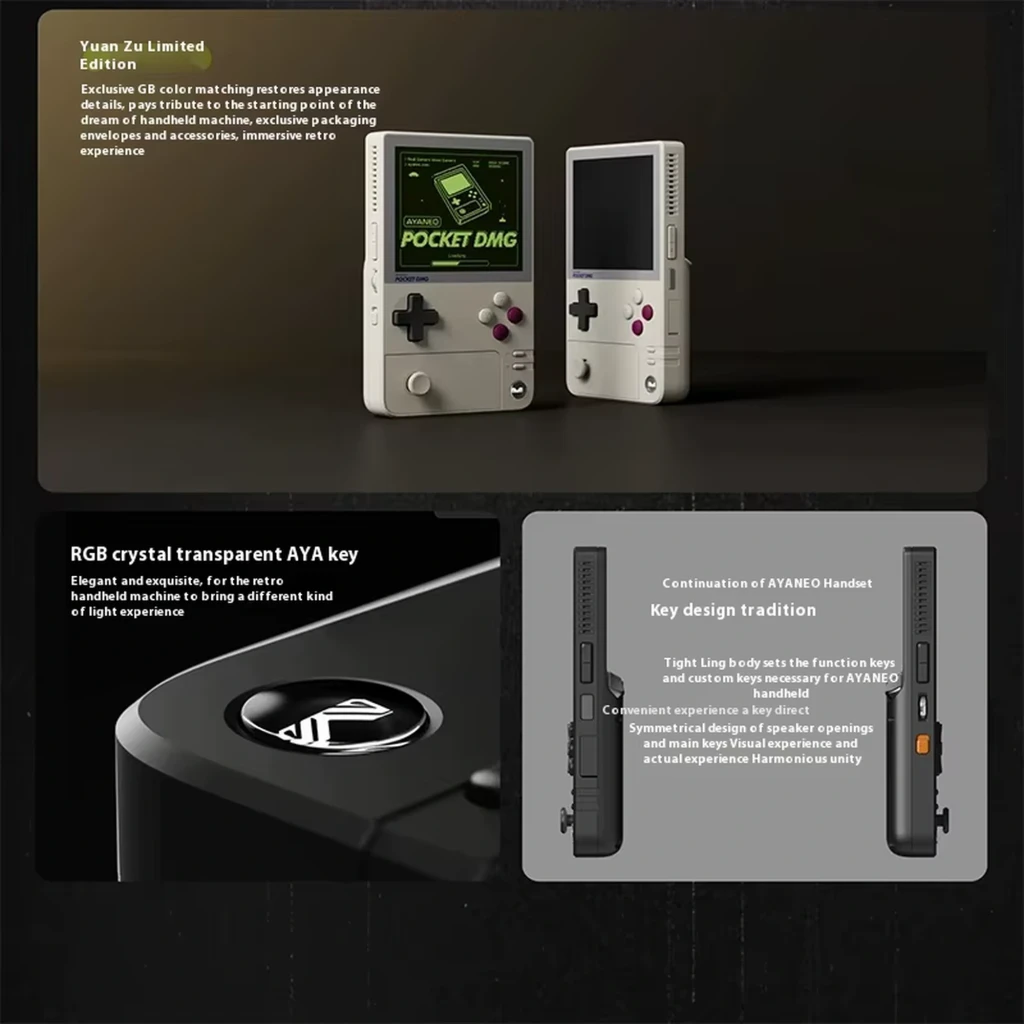 Ayaneo Pocket DMG 8 Go/128 Go Noir, console compacte avec écran OLED 3,92 pouces, croix directionnelle, boutons A/B/X/Y, stick analogique et haut‑parleur - Ítem1