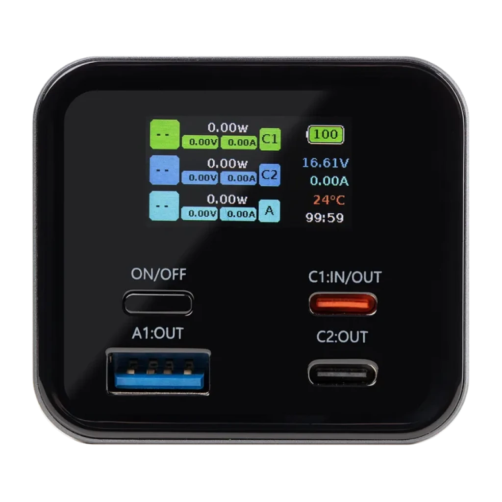Powerbank Tactical Squad Battalion 65W 20000mAh cinza, design tático com mapa e ícones HQ, corpo compacto e minimalista, acabamento fosco elegante - Item3