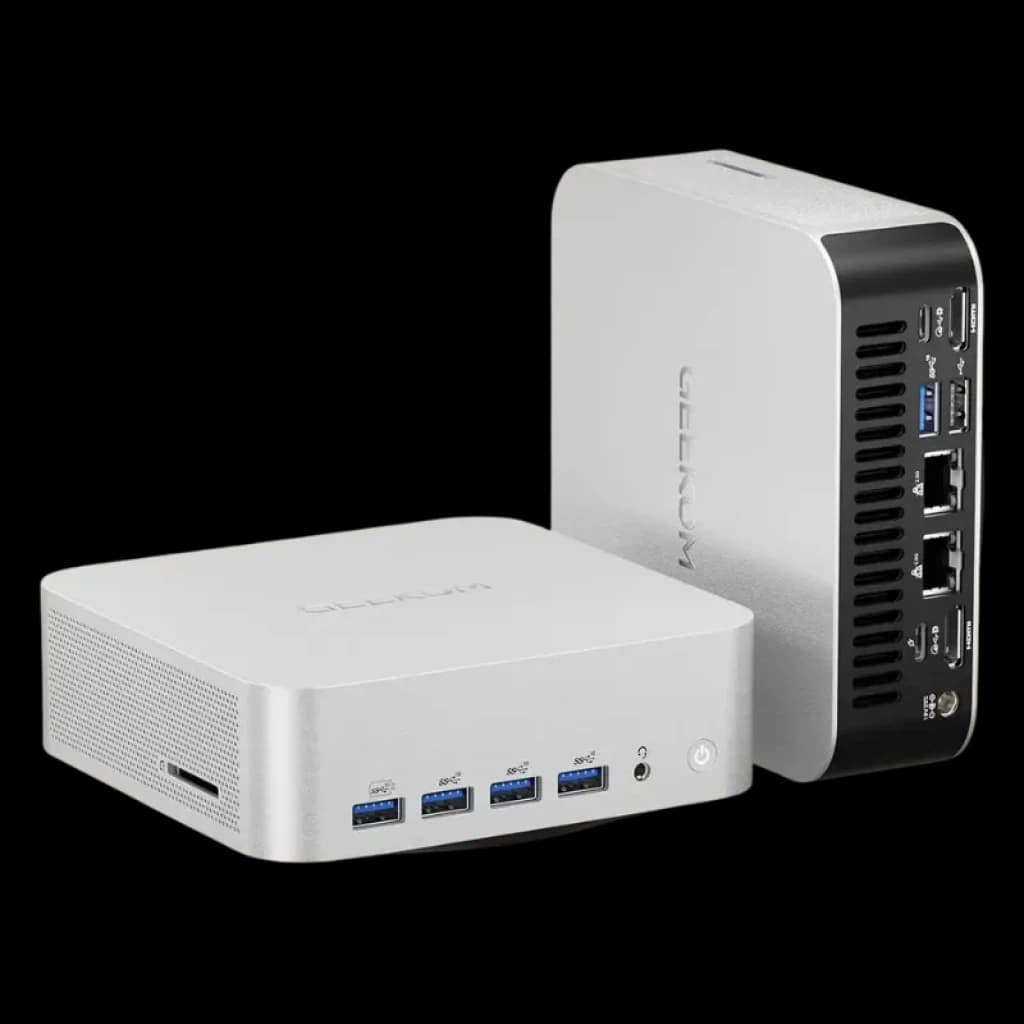 Mini PC GEEKOM A7 Max com portas USB 3.2 e leitor de cartões SD