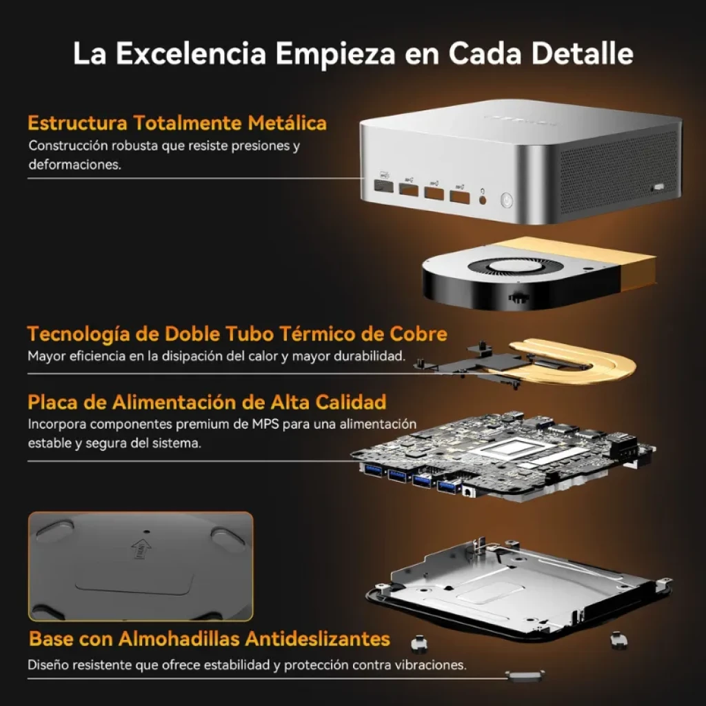 Mini-PC GEEKOM A8 Max avec boîtier métallique compact et ports en façade - Item2