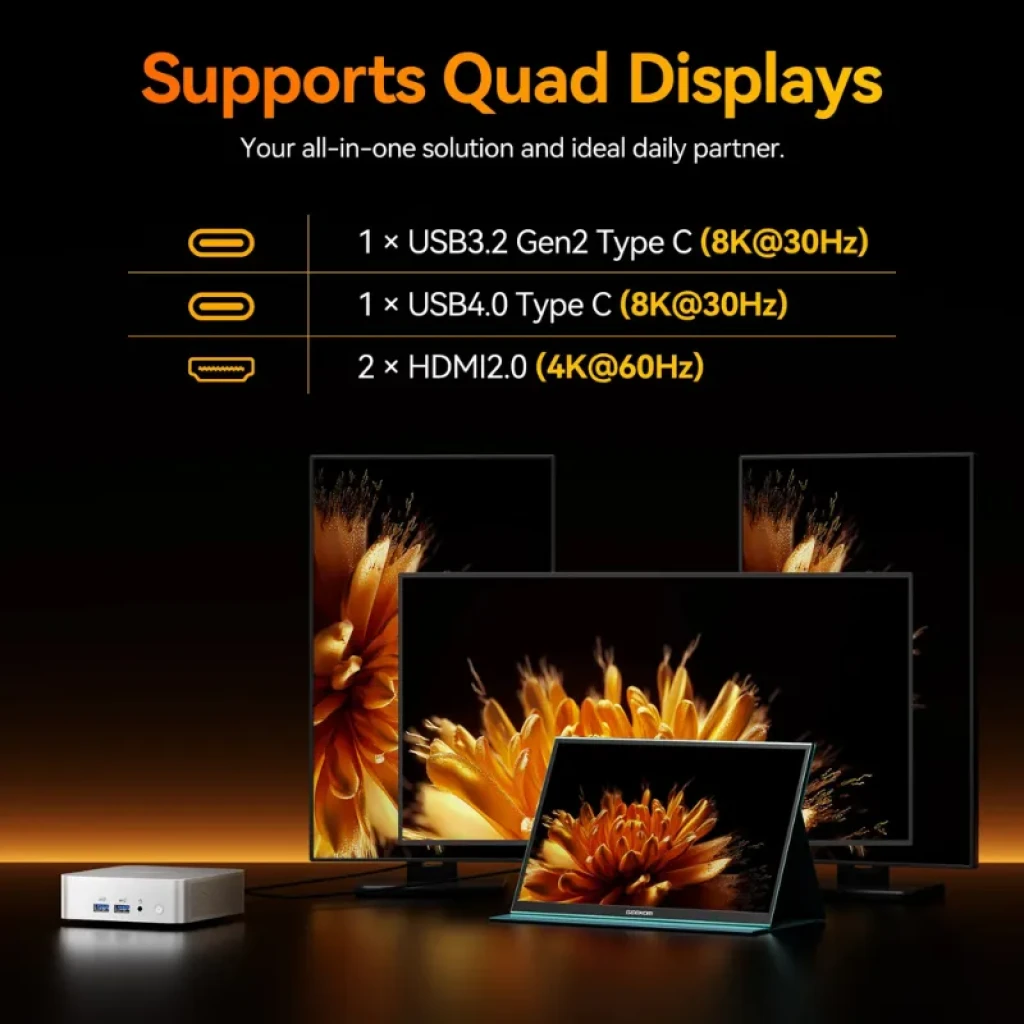 Mini PC GEEKOM A8 com caixa em alumínio prateado - Item2