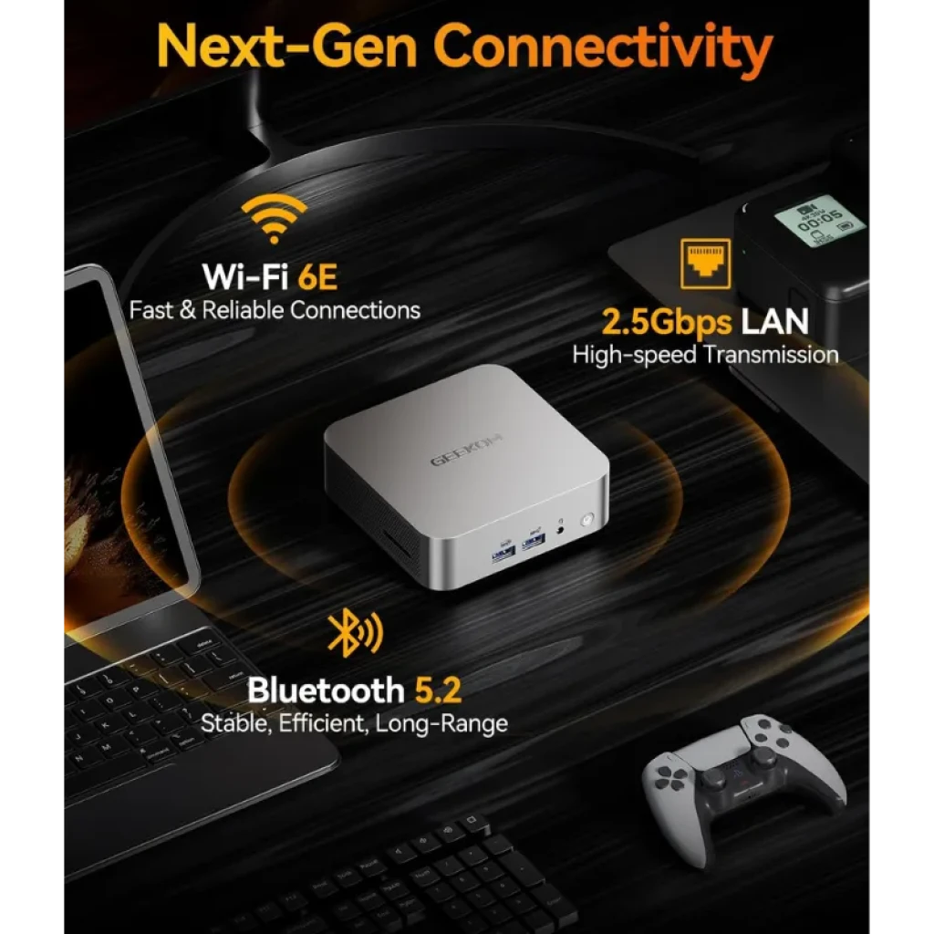 Mini PC GEEKOM A8 com caixa em alumínio prateado - Item3