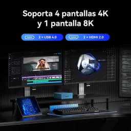 GEEKOM Mini IT12 com suporte para 4 ecrãs 4K e 1 ecrã 8K, com 2 portas HDMI 2.0 e 2 portas USB 4.0