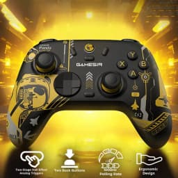 GameSir Nova 2 Lite Édition Panda, manette noire et jaune au motif panda, sticks et gâchettes Hall, deux boutons arrière, design ergonomique, 1000 Hz