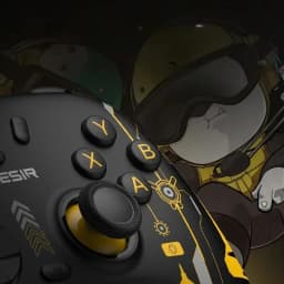 GameSir Nova 2 Lite Édition Panda - Manette noire avec accents jaunes, boutons A B X Y en surbrillance, stick analogique texturé, motif panda stylisé