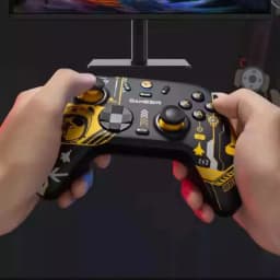 GameSir Nova 2 Lite Édition Panda manette noire et jaune avec joysticks asymétriques, croix directionnelle métallique, boutons A B X Y et design futuriste