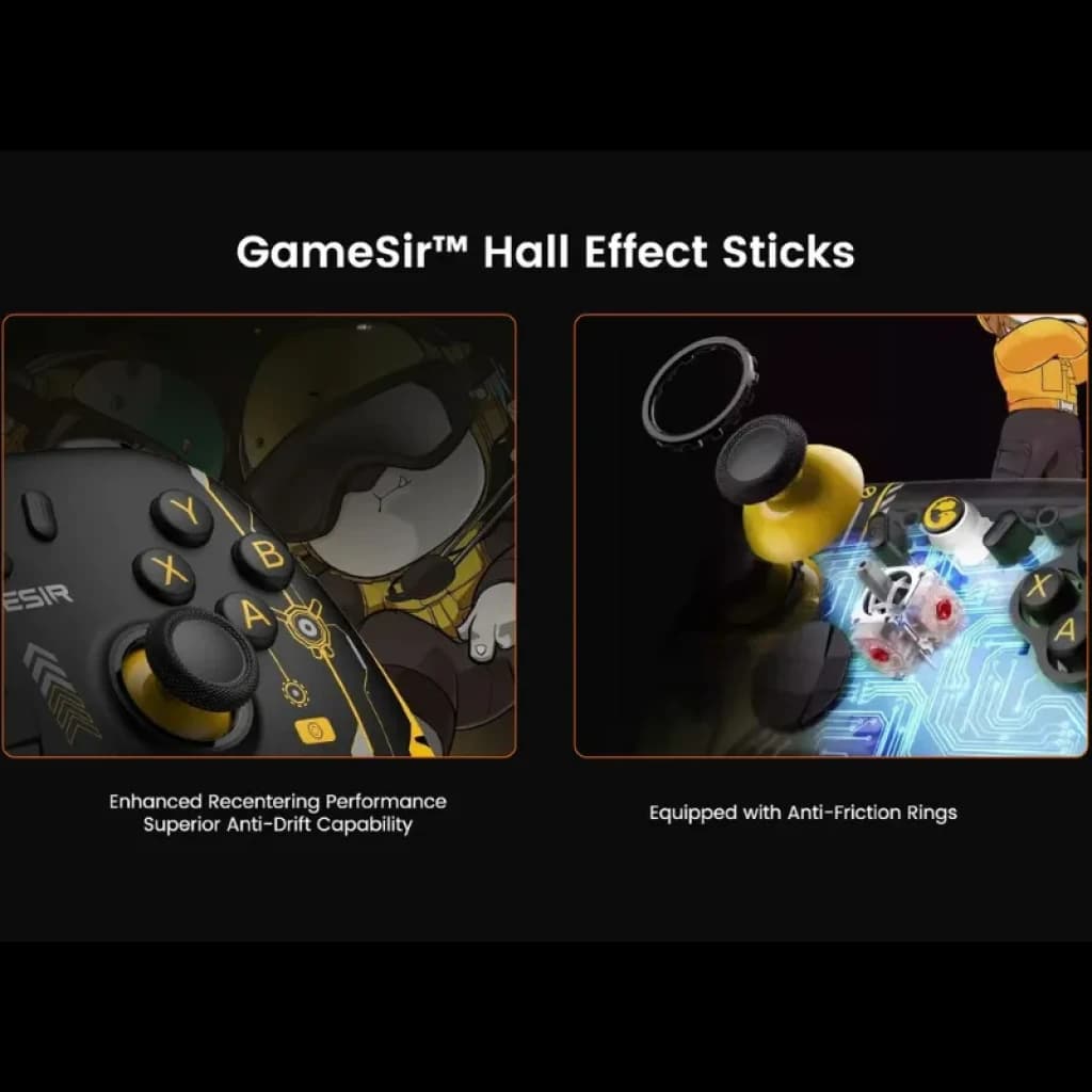 GameSir Nova 2 Lite Édition Panda – sticks Hall Effect, anneaux anti-friction, boutons A B X Y jaunes, design panda, meilleure recentrage et anti-dérive