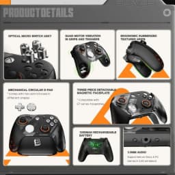 GameSir G7 Pro Zenless Zone Zero com comandos ABXY ópticos, vibração quad motor, grips emborrachados, D-pad circular, faceplate magnética e base de