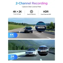 VIOFO A329S double enregistrement 4K avant et 2K arrière, HDR, capteurs STARVIS, capture nette des plaques, WiFi 6, deux canaux pour conduite sécurisée