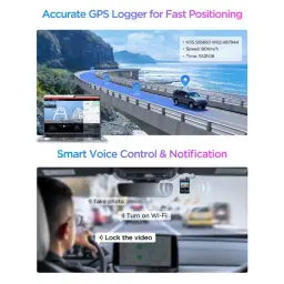 VIOFO A329S 2CH : GPS précis avec itinéraires et vitesse, commande vocale