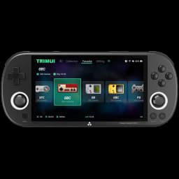 Trimui Smart Pro sem cartão SD na cor preta, consola retro portátil com tela ampla, botões analógicos duplos, D-pad, gatilhos e interface de jogos