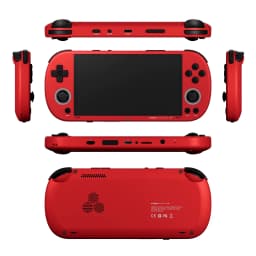 Trimui Smart Pro S TG5050 cinzento consola retro com ecrã largo, botões ABXY, analógicos duplos, d-pad, grelhas de som e múltiplas portas USB e áudio