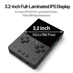 Trimui Brick sem cartão SD Preto – consola retro portátil com ecrã IPS laminado de 3,2 polegadas 1024x768, botões D-pad e ação, design compacto e