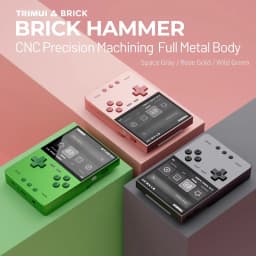Trimui Brick Hammer Metal Preto sem cartão SD, corpo totalmente metálico, tela grande, botões D-pad e ação, alto-falante frontal e portas laterais