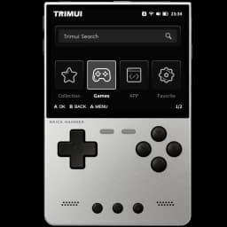 Trimui Brick Hammer Metal Prata sem cartão SD, consola retro portátil em metal, ecrã a preto e branco, D-pad, quatro botões frontais e botões de menu