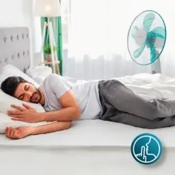 Cecotec EnergySilence 520 Power Branco 50 W ventilador de pé com grelha azul, base estável e funcionamento silencioso, ideal para refrescar o quarto