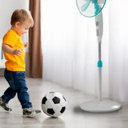 Cecotec EnergySilence 520 Power Branco 50 W, ventilador de pé com base redonda estável, haste ajustável, grelha branca e pás verdes translúcidas