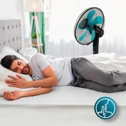 Cecotec EnergySilence 520 Power Preto 50 W, ventilador de pé com pás azuis, grelha preta e haste ajustável, design silencioso ideal para quarto