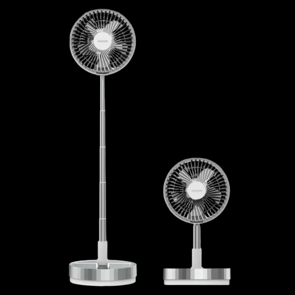 Ventilateur Cecotec EnergySilence 800 FoldAir, déployé en mode sur pied avec un mât en aluminium et replié en mode de bureau