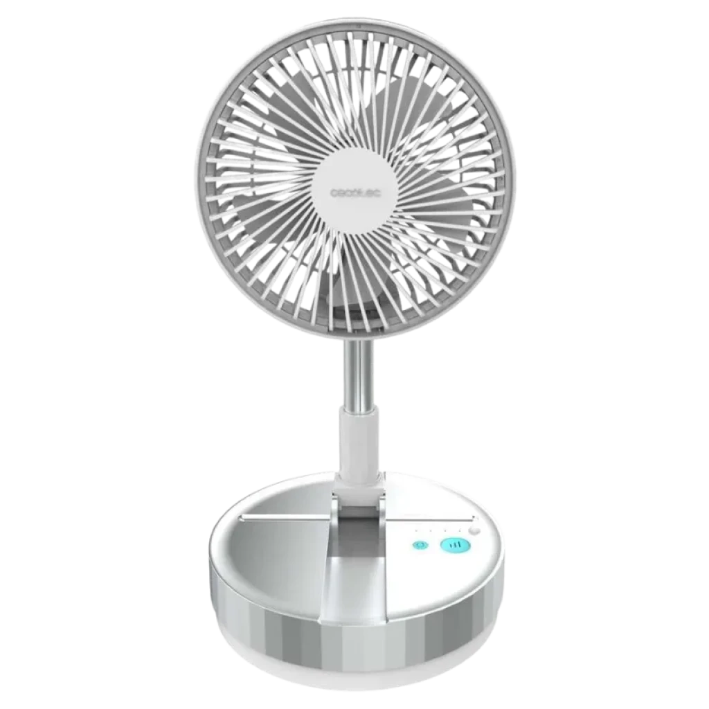 Ventilador Cecotec EnergySilence 800 FoldAir extendido en modo pie con mástil de aluminio y plegado en modo sobremesa - Ítem1