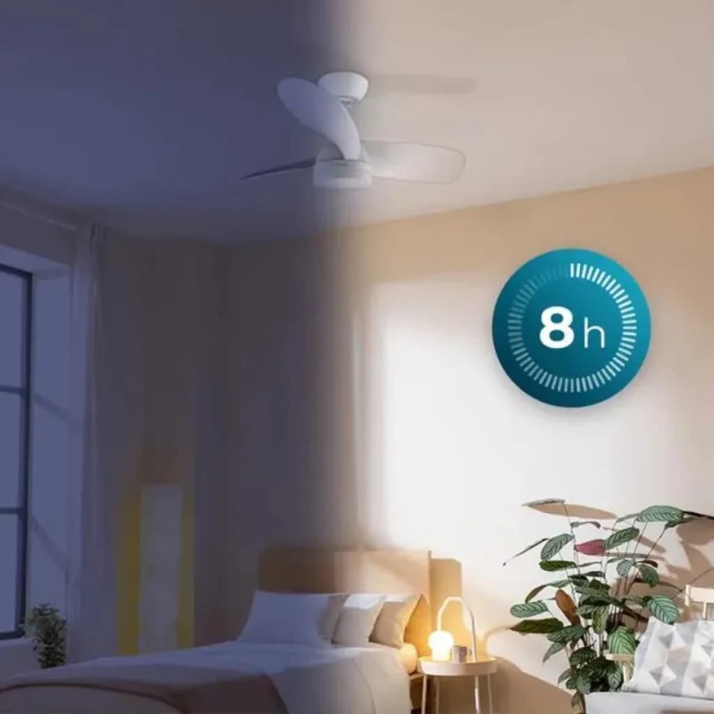 Cecotec EnergySilence Aero 3050 Blanco, ventilador de techo con 3 aspas curvas blancas, diseño minimalista para dormitorio, temporizador 8 h en pared