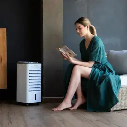 Cecotec EnergySilence 3500 Cool Compact blanco con rejillas frontales ajustables, depósito visible, panel superior, ruedas inferiores y diseño vertical