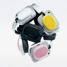 Nothing Headphone (a) Preto - Auscultadores com diadema, conchas quadradas e acabamento fosco; destaque para almofadas coloridas e design minimalista
