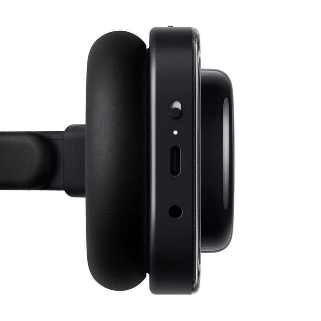 Nothing Headphone a Preto com almofadas auriculares macias, acabamento fosco, porta USB-C central, microfone e botões laterais num design minimalista