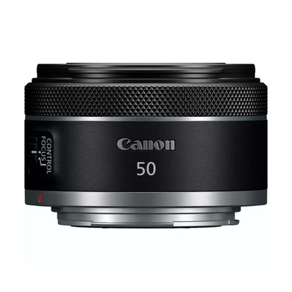 Lente Canon RF 50mm f1.8 STM compacta, corpo preto com anel de controle texturizado, marca 50 em destaque, montagem RF nativa para câmeras Canon EOS R - Item2