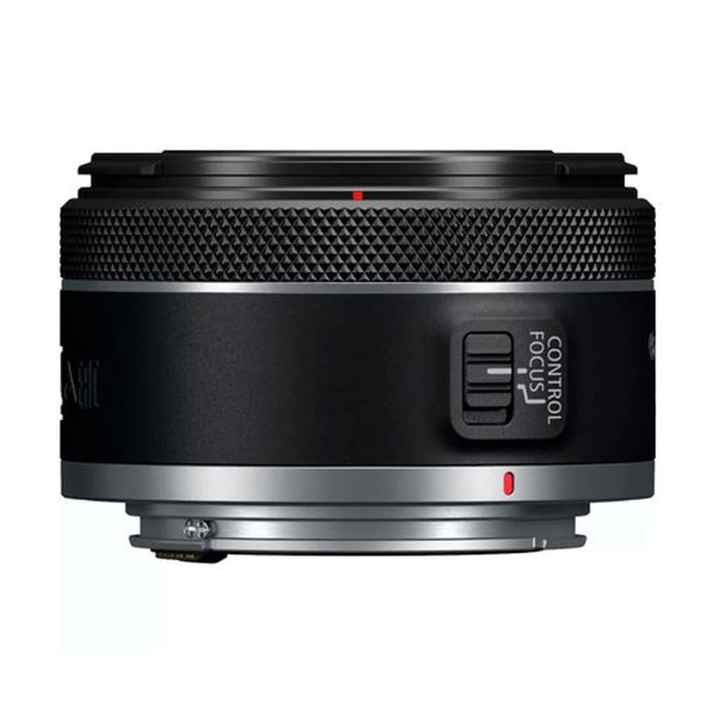 Lente Canon RF 50mm f1.8 STM compacta, corpo preto com anel de controle texturizado, marca 50 em destaque, montagem RF nativa para câmeras Canon EOS R - Item3
