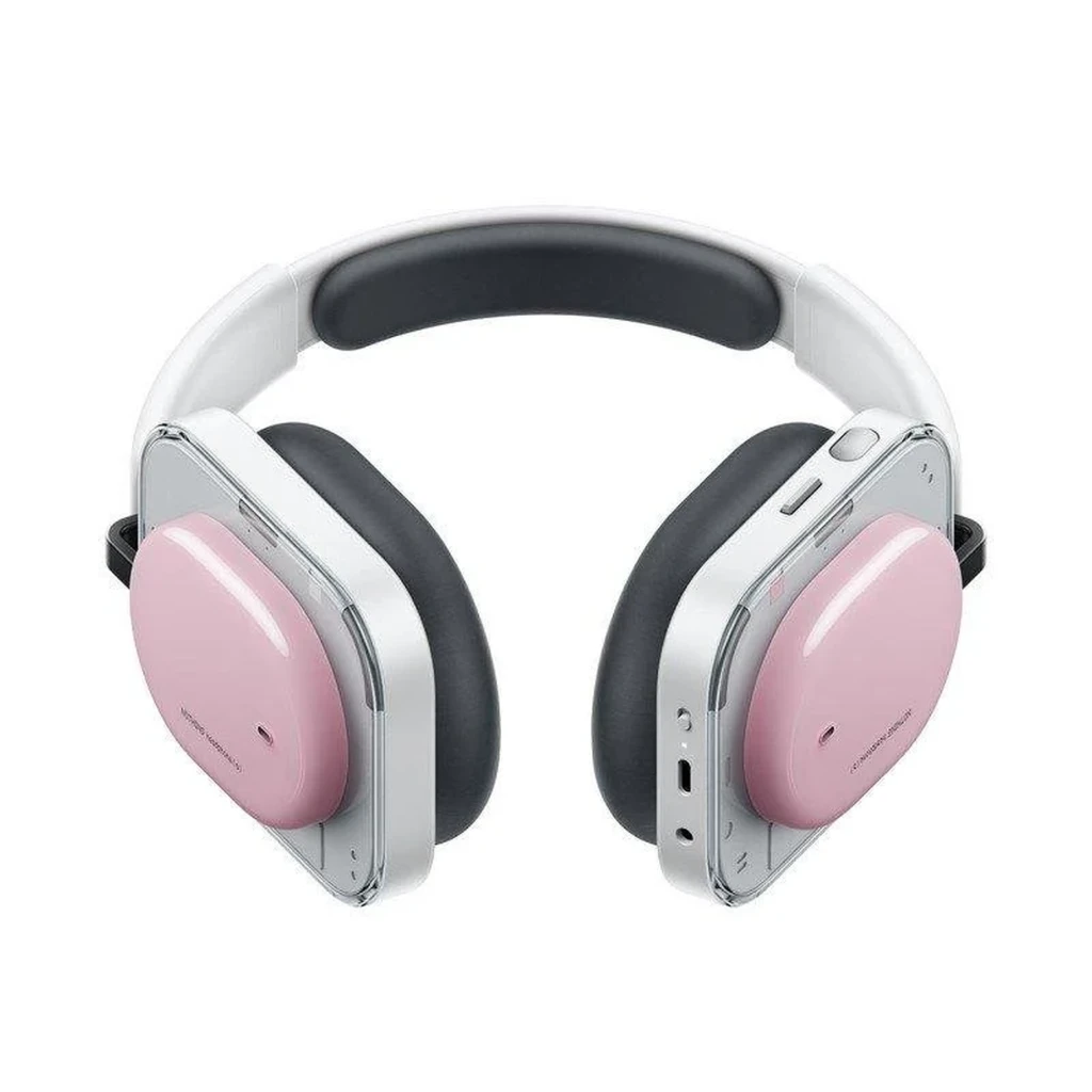 Nothing Headphone a Rosa con diadema acolchada blanca, copas cuadradas grises y paneles laterales rosados; diseño moderno y minimalista inalámbrico - Ítem6