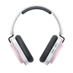 Nothing Headphone a Rosa com diadema branca, almofadas grandes em preto e painéis laterais rosa; botões e porta na concha direita, design moderno e