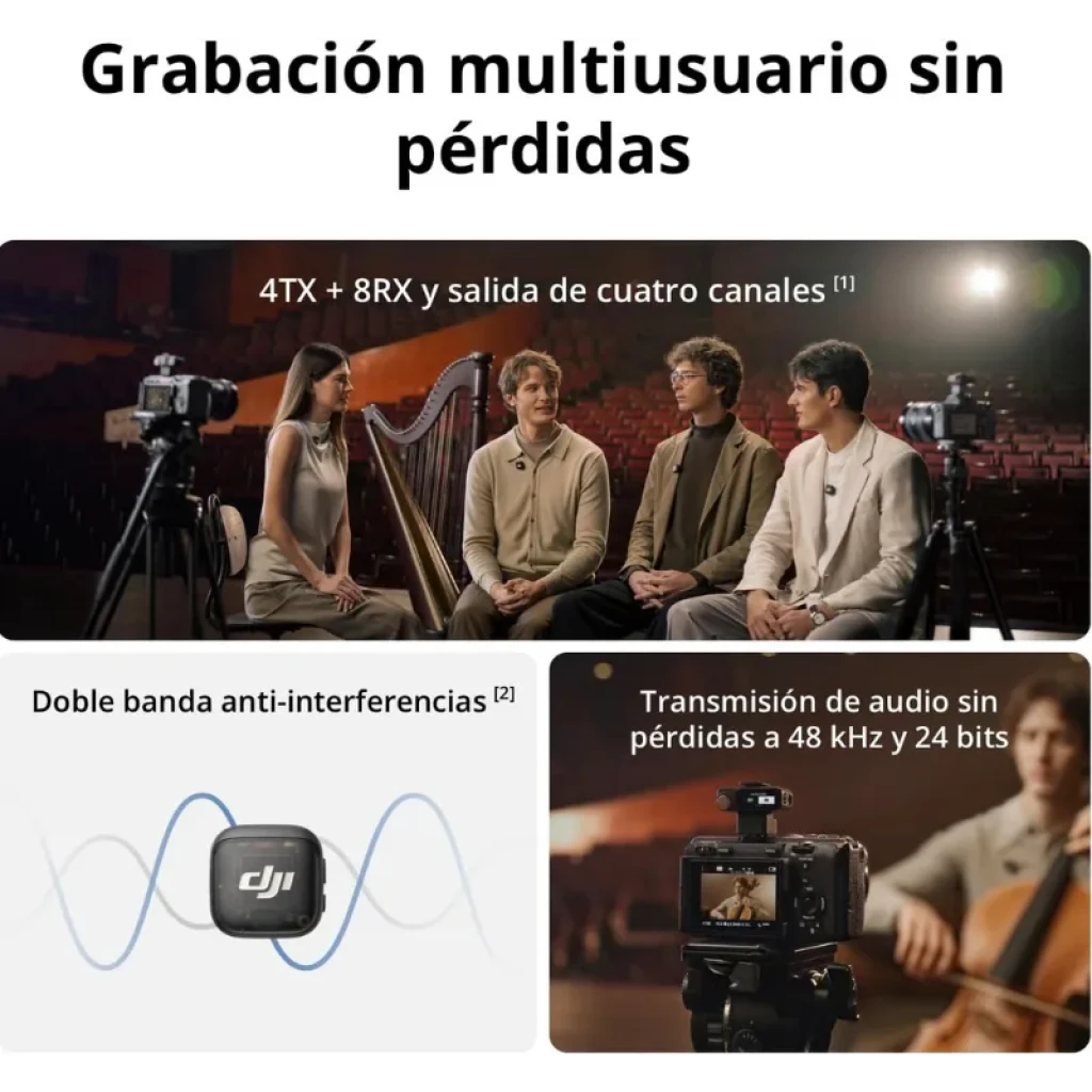 DJI Mic 3 1TX+1RX Microfone sem fios com transmissor compacto clip e receptor USB-C com display OLED, roda laranja e medidores de nível estéreo - Item2