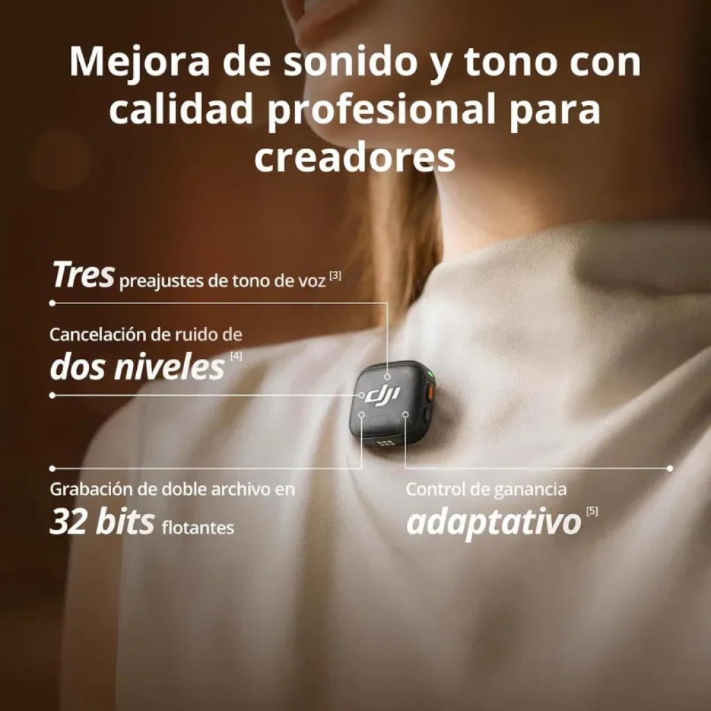 DJI Mic 3 1TX+1RX Microfone sem fios com transmissor compacto clip e receptor USB-C com display OLED, roda laranja e medidores de nível estéreo - Item3