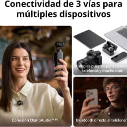 DJI Mic 3 avec connexion OsmoAudio, Bluetooth vers le téléphone et ports pour appareil photo et téléphone portable