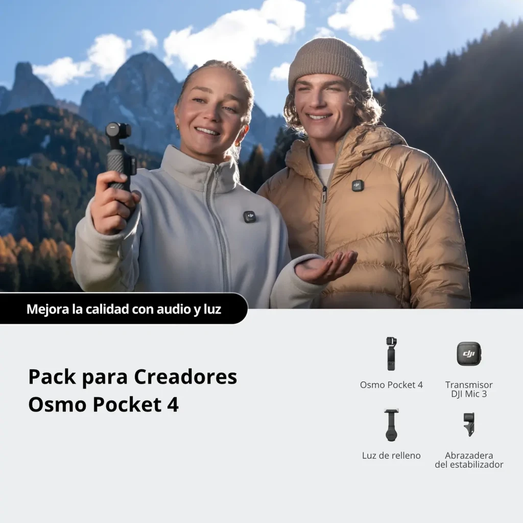 DJI Osmo Pocket 4 Creator Combo 4K 240fps Mic 3 cámara compacta con gimbal 3 ejes, pantalla táctil, joystick y botón de grabación en cuerpo portátil - Ítem5