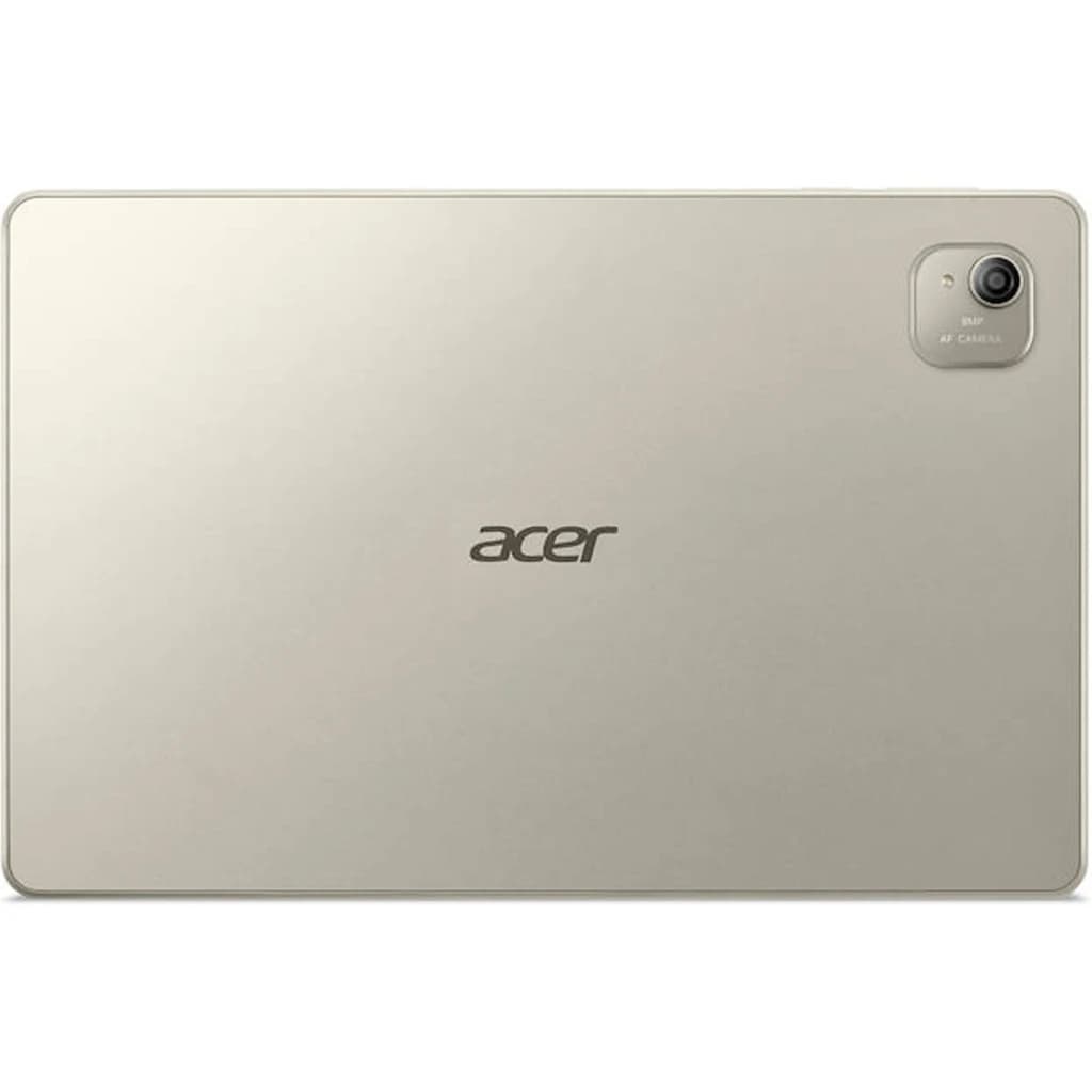 TABLET ACER ICONIA TAB A11 4/128 11 SILVER vue arrière argentée, dos métal brossé avec logo Acer centré et module photo arrière unique en angle