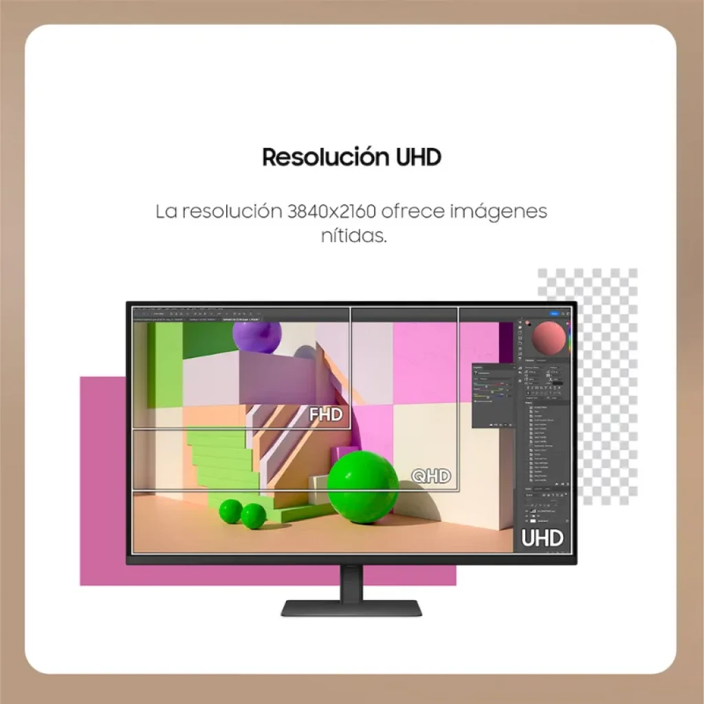 Vista frontal do monitor Samsung ViewFinity S70D de 37