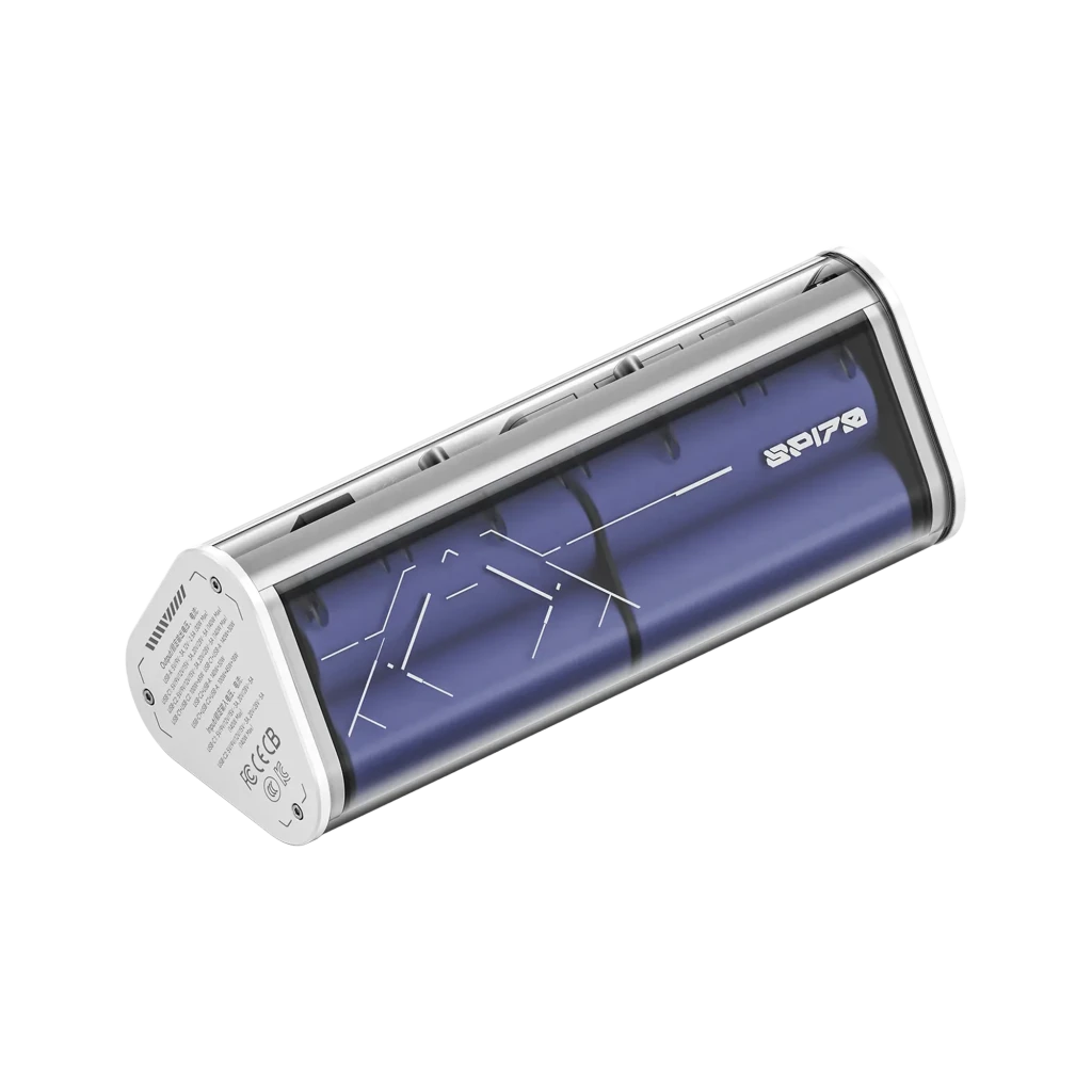 Power bank SHARGE SHARGEEK 170 140 W 24 000 mAh com corpo transparente, ecrã inteligente PD 3.1, portas USB-A e USB-C, design futurista prateado - Item1