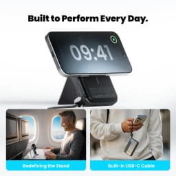 Sharge ICEMAG 3 Qi2 25W 10000mAh con soporte plegable, ventilación activa visible, pantalla con hora, cable USB-C integrado y anillo para llevar con el móvil
