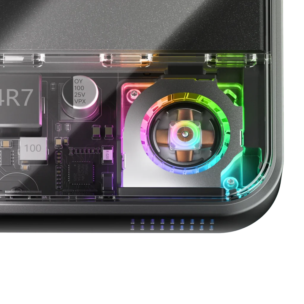 Sharge ICEMAG 3 Qi2 25 W 10 000 mAh com resfriamento ativo, corpo magnético preto, visor transparente do cooler, LEDs de status e alça de pulso elegante - Item1