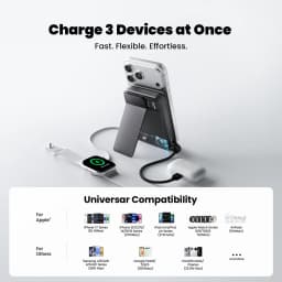 Power bank Sharge ICEMAG 3 Qi2 25W 10000mAh con soporte plegable, imán MagSafe, ventilación activa y carga simultánea para iPhone, Apple Watch y earbuds