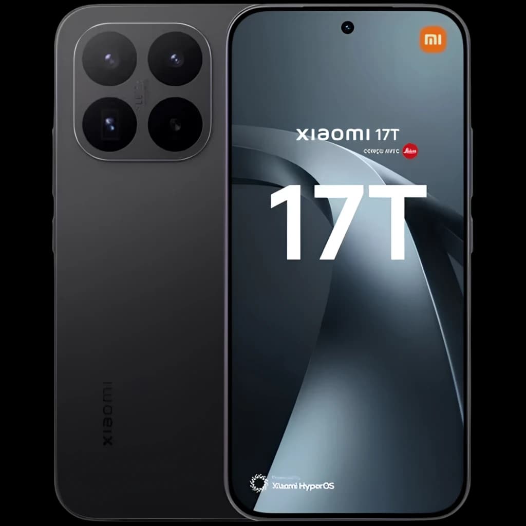 Xiaomi 17T 5G negro con pantalla OLED 6,59 pulgadas 120 Hz, frontal con biseles finos y cámara perforada, módulo trasero cuadrado con triple cámara