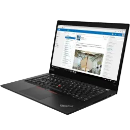 Ultrabook noir fin avec écran 13,3 pouces bord fin, clavier rétroéclairé avec TrackPoint rouge, pavé tactile large, logo ThinkPad X13 visible sur le