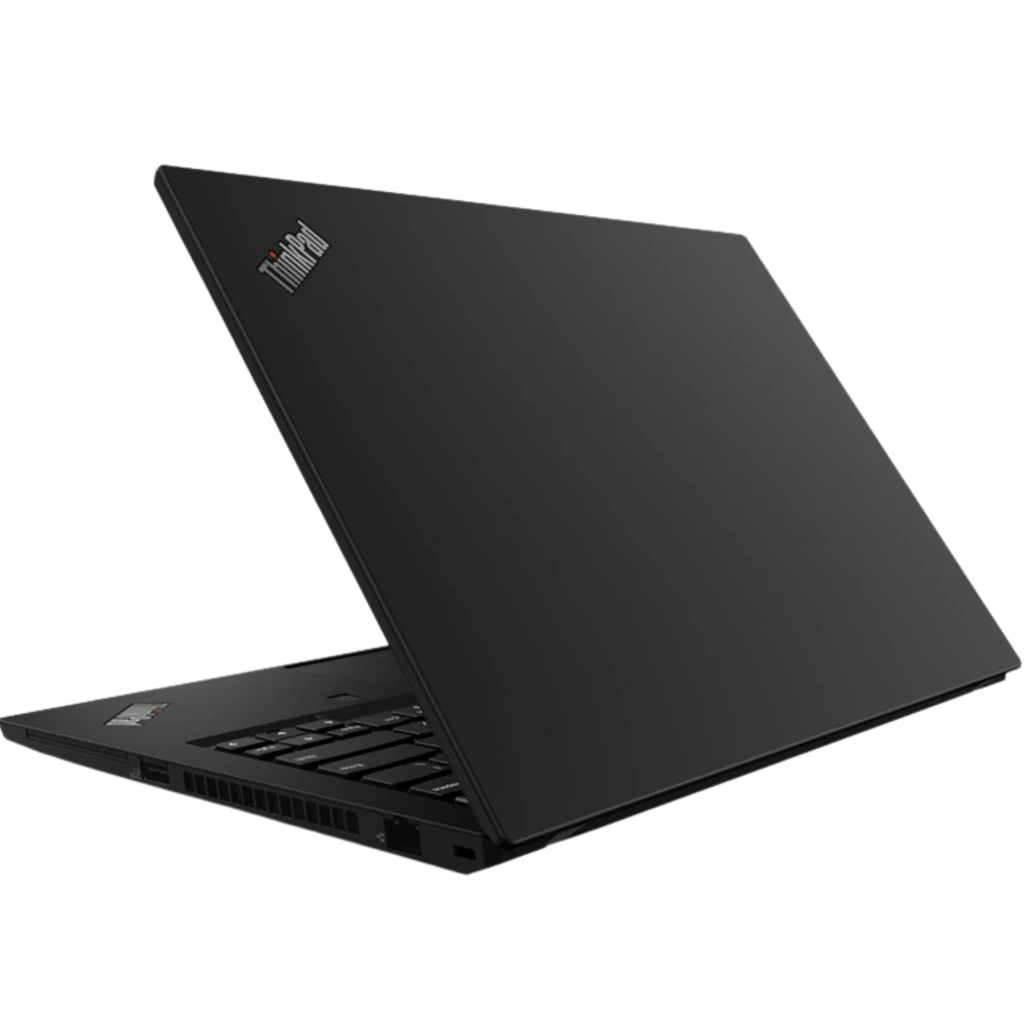 Lenovo Thinkpad T14 Gen 1 14 pulgadas, portátil negro con teclado clásico ThinkPad y TrackPoint rojo, pantalla encendida con ventanas y fondo geométrico - Ítem4