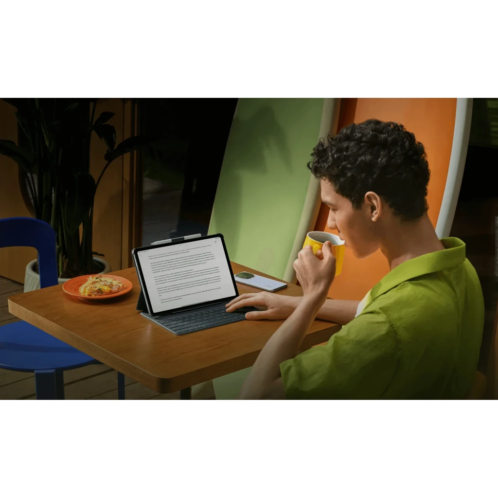 Redmi Pad 2 Pro Teclado Español gris con funda soporte tipo folio, bisagra ajustable y recorte para cámara; diseño delgado y protección trasera - Ítem3